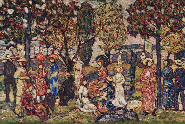 絵画 インテリア 額入り 壁掛け複製油絵 モーリス・プレンダーガスト 秋 油彩画 複製画 選べる額縁 選べるサイズ｜絵画販売のアートギャラリー南青山