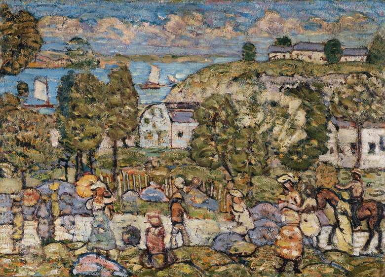 絵画 インテリア 額入り 壁掛け複製油絵 モーリス・プレンダーガスト ナハント近郊の風景 選べるサイズ　選べる額縁 油彩画 複製画 選べる額縁 選べるサイズ｜絵画販売のアートギャラリー南青山