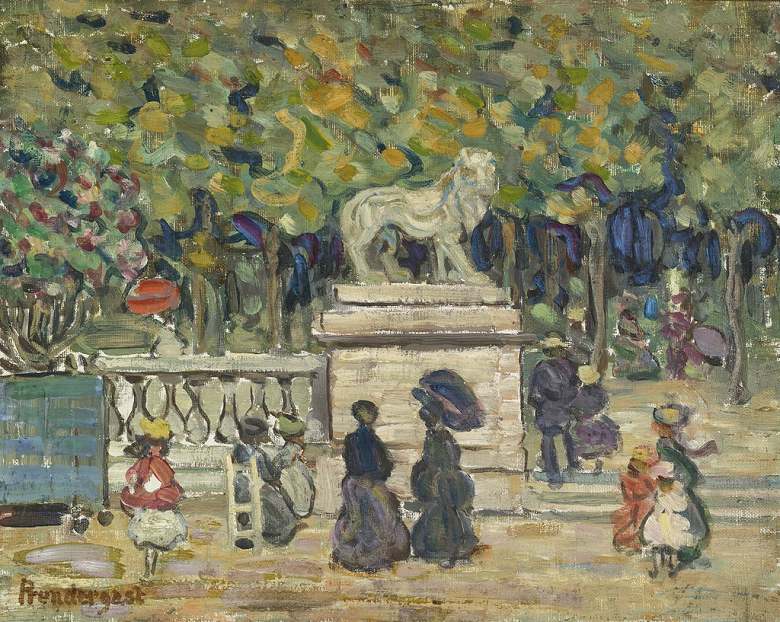 絵画 インテリア 額入り 壁掛け複製油絵 モーリス・プレンダーガスト テュイルリー庭園 油彩画 複製画 選べる額縁 選べるサイズ|絵画販売のアートギャラリー南青山