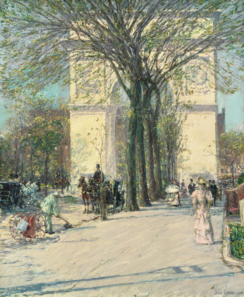 【送料無料】絵画 油彩画複製油絵複製画/ フレデリック・チャイルド・ハッサム 春のワシントンスクエアの凱旋門 【すぐに飾れる豪華額縁付 キャンバス】|絵画販売のアートギャラリー南青山