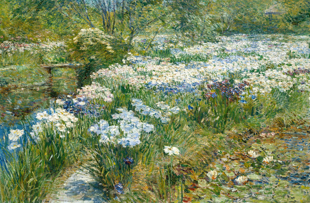 【送料無料】絵画 油彩画複製油絵複製画/ フレデリック・チャイルド・ハッサム 水生園 【すぐに飾れる豪華額縁付 キャンバス】|絵画販売のアートギャラリー南青山