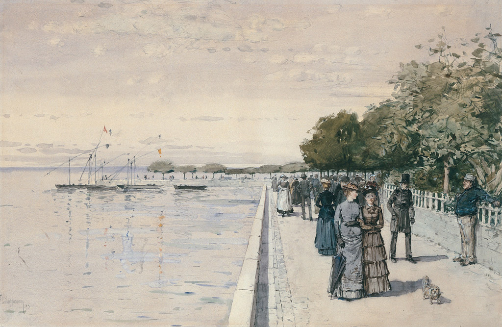 【送料無料】絵画 油彩画複製油絵複製画/ フレデリック・チャイルド・ハッサム ダンケルクの浜辺 【すぐに飾れる豪華額縁付 キャンバス】|絵画販売のアートギャラリー南青山
