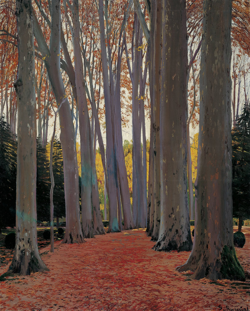 【送料無料】絵画 油彩画複製油絵複製画/サンティアゴ・ルシニョール プラタナスの並木道 【すぐに飾れる豪華額縁付 キャンバス】|絵画販売のアートギャラリー南青山