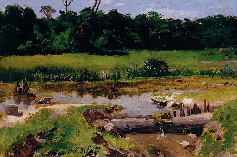 絵画 インテリア 額入り 壁掛け複製油絵 ホセ・フェラーズ・デ・アルメイダ・ジュニア 河川の風景 油彩画 複製画 選べる額縁 選べるサイズ|絵画販売のアートギャラリー南青山
