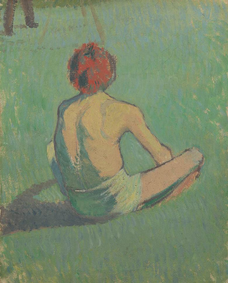 絵画 インテリア 額入り 壁掛け複製油絵エミール・ベルナール 草原に座る少年 油彩画 複製画 選べる額縁 選べるサイズ｜絵画販売のアートギャラリー南青山