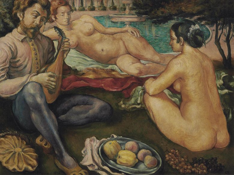 絵画 インテリア 額入り 壁掛け複製油絵エミール・ベルナール 宮廷恋愛 油彩画 複製画 選べる額縁 選べるサイズ｜絵画販売のアートギャラリー南青山 44,902円