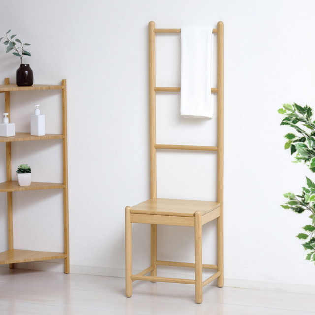 クロシオ Bamboo ラダーチェア サステナブルな竹材使用 タオル掛けやディスプレイラックとしても活躍