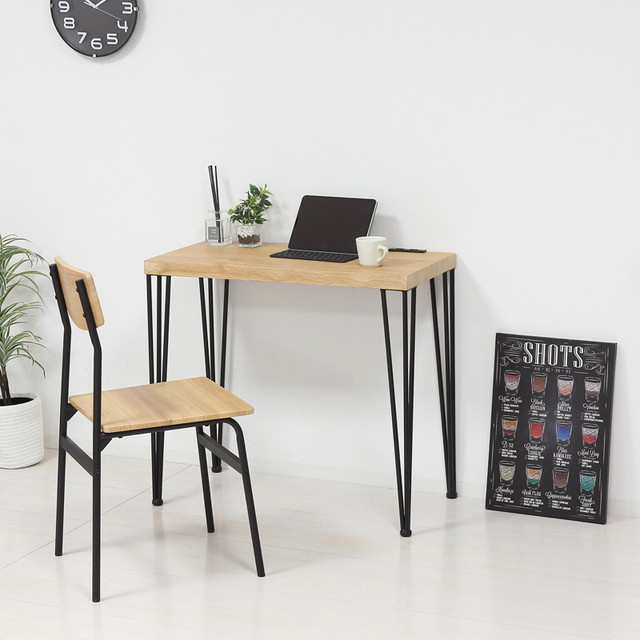 クロシオ アート デスク2点セット コンセント付 【デスク】W80×D40×H72cm 【チェア】W41×D45.5×H81(SH44)cm ンパクトサイズ 在宅ワークに最適