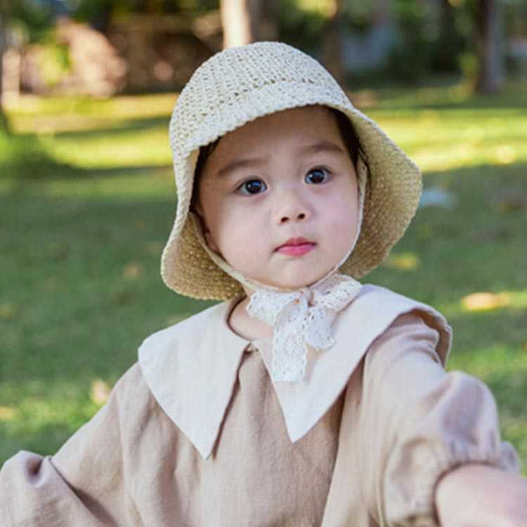 顎紐 麦わら帽子 ベビー 可愛い 日よけ キッズ ナチュラルハット 日焼け対策 折りたたみ ストローハット