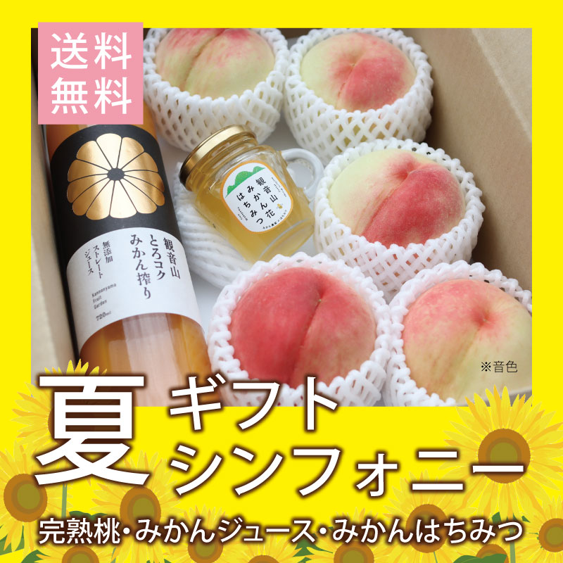 観音山フルーツガーデン ギフトセット シンフォニー夏ギフト 音色 完熟桃＆とろコク搾り＆みかん生はちみつ 送料無料