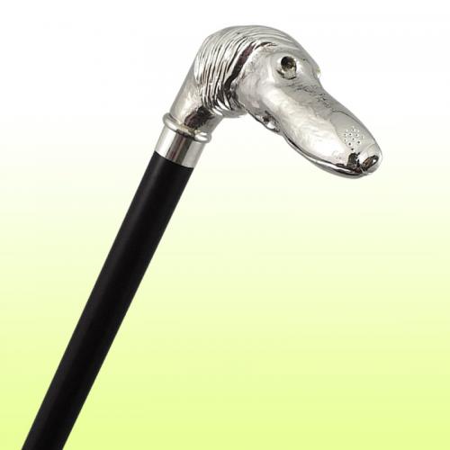 【国産高級ステッキ】 銀メッキ犬 ステッキ No.48B つえ プレゼント ギフト 贈り物 誕生日 シニア 高齢者 敬老の日 散歩 ウォーキング トラベル 旅行 男性 祖父 メンズ 父の日 【送料無料】