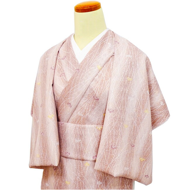 洗えるお召しもの 羽織 道中着 お召しもの衿厚地の外套の仕立てもの付き添い人 夏物 ポリエステル 縞に撫子 (夏織り地) 織り地 仕立てもの代込み 単衣先端技術仕立てもの 既製購入注文大きさ 誂え可