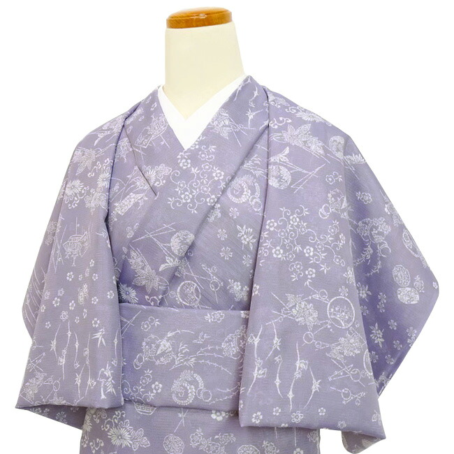 洗えるお召しものの仕立てもの付き添い人 ポリエステル 船と花 (夏布切れ) バチ衿単衣仕立てもの 布切れ・仕立てもの代込み 単衣先端技術仕立てもの 既製購入注文大いさ レディースファッション-着物-和服