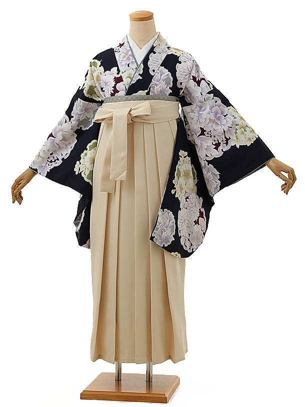 卒業式袴レンタル A048 紺花雪輪×ベージュ袴卒業式 袴 レンタル 女性 卒業式袴 フルセットレンタル 大学生 はかま 女性 卒業袴セット 卒業式袴レンタル セット 大学 袴セット 卒業袴レンタル 着物レンタル 卒業式袴レンタル 往復送料無料 新品足袋プレゼント【レンタル】 7,546円