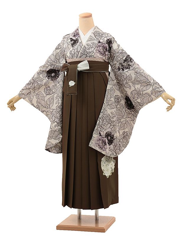 卒業式袴レンタル A167 紅一点 ライトﾍﾞｰｼﾞｭ洋花×茶色袴 卒業式 袴 レンタル 女性 卒業式袴 フルセットレンタル 大学生 はかま 女性 卒業袴セット 卒業式袴レンタル セット 大学 袴セット 卒業袴レンタル 着物レンタル 卒業式袴レンタル 往復送料無料【レンタル】