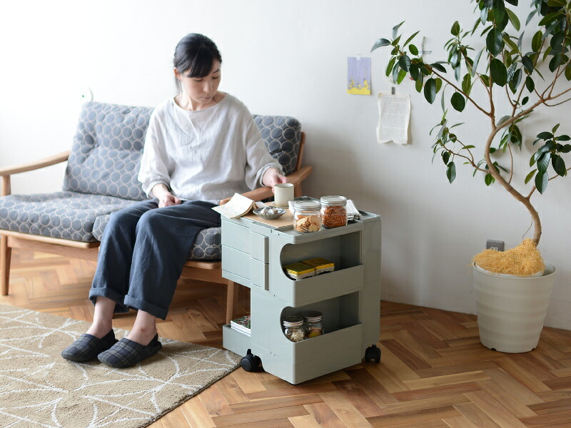 □限定□ ボビーワゴン 2段2トレイ ユーコングレー【収納ワゴン