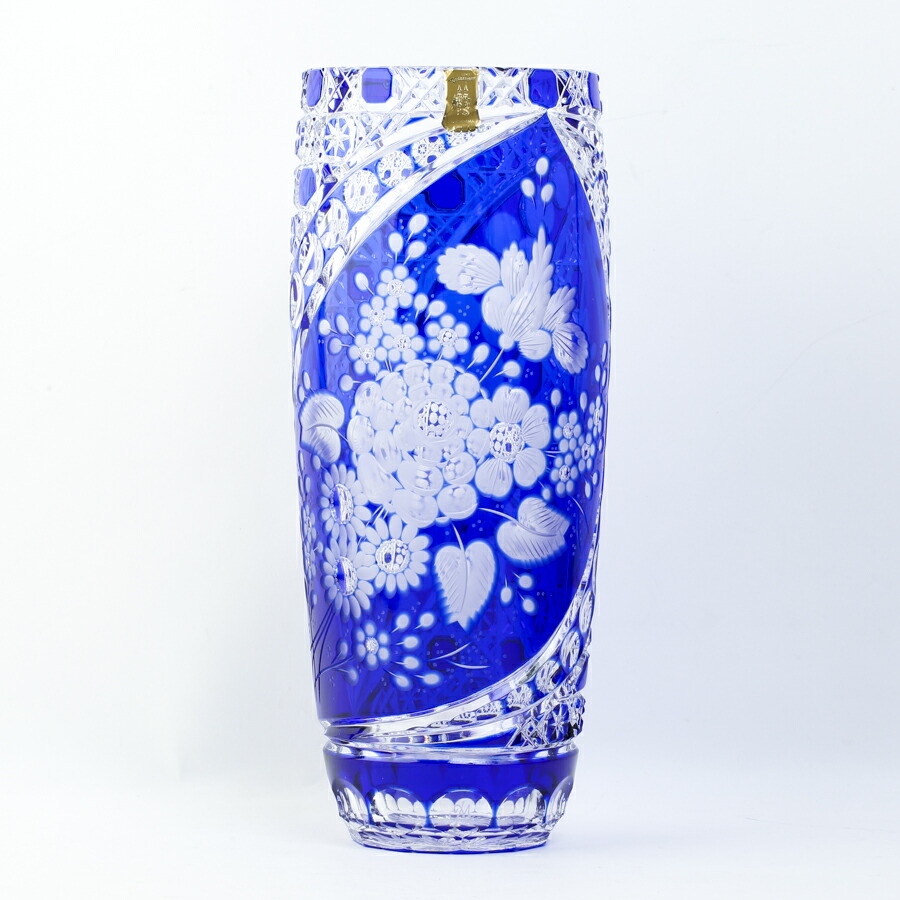 【希少品】サンルイ ヴェルサイユ 花瓶 フラワーベース 青被せ ガラス工芸品 希少品】サンルイ ヴェルサイユ 花瓶 フラワーベース 青被せ
