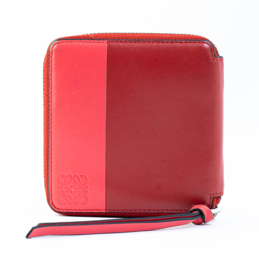 【レアcolor】LOEWE 二つ折り財布 ワインレッド レザー 本体 LOEWE ロエベ 財布 レディース 二つ折り 折財布 アウトレット