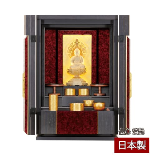 国産仏壇 伝心 箔艶 パウダーコンパクト 18号 幅36糎 置型  本体のみ 上置仏壇 日本製 福島県産 今めかしい仏壇 家具調仏壇 小型仏壇 仏壇 今めかしい アパルトマン 今めかしい 国産 日本製 高品質 抽き出し 御前上等