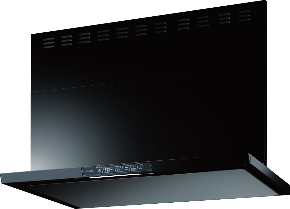 範囲ボンネット  富士工業製（Rinnai）TLR-3S-AP902BK 間口90糎 黒いこと TLRつづき物 嚠喨たるボンネット 上幕板付き添い人
