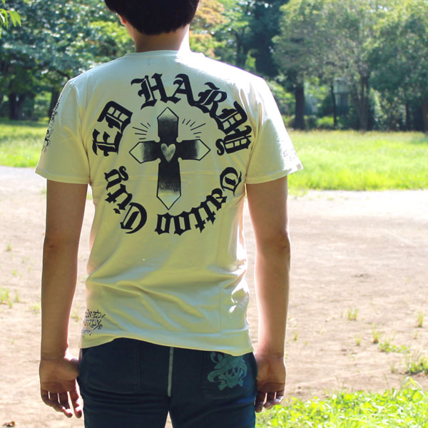 【★MAX2000円OFFｸｰﾎﾟﾝ★5月7日09:59迄】エドハーディー Tシャツ メンズ Ed Hardy CROSS クロス アイボリー M02SVA548 エド・ハーディー edhardy タトゥー エドハーディ tshirt