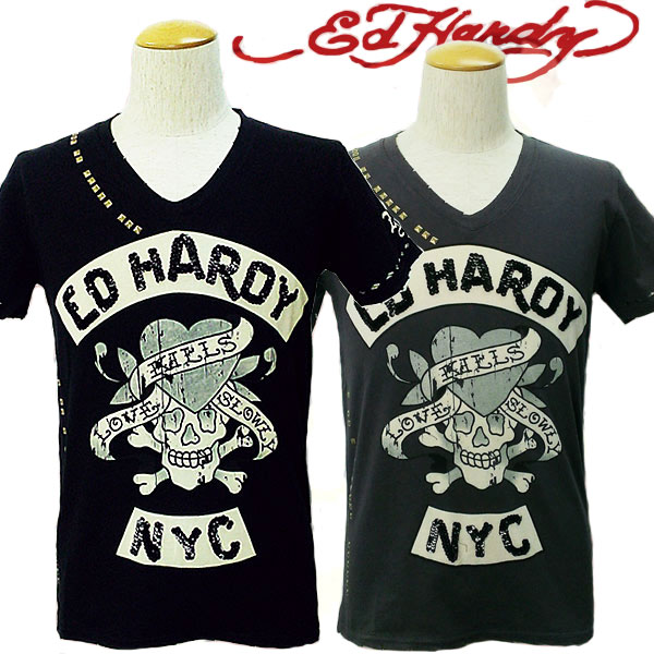 【★20％OFFｸｰﾎﾟﾝ★6月19日09:59迄】エドハーディー プルオーバー メンズ Ed Hardy ラブキル スカル スパンコール ビンテージ製作 スタッズ M02VTG052 エド・ハーディー edhardy タトゥー 不都合製作