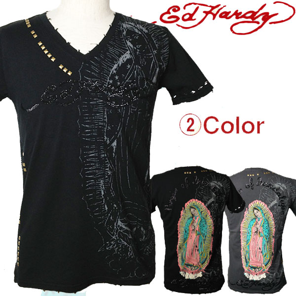 【★20％OFFｸｰﾎﾟﾝ★6月19日09:59迄】エドハーディー tプルオーバー メンズ Ed Hardy 聖処女マリア Maria スパンコール ビンテージ製作 スタッズ M02VTG281 エド・ハーディー edhardy エドハーディー プルオーバー タトゥー 不都合製作