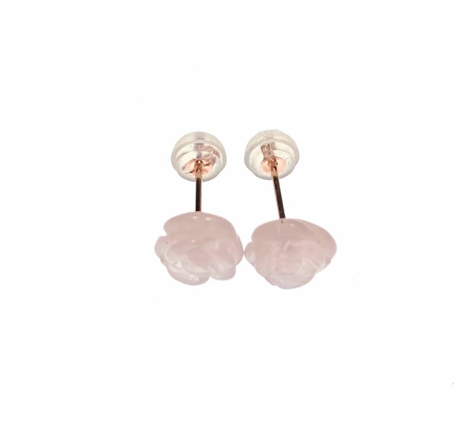 薔薇のローズクォーツ K10 PGピアス【8mm】【10月 誕生石】幸福の石 愛情 恋愛 天然石 アクセサリー ジュエリー パワーストーン メンズ レディース