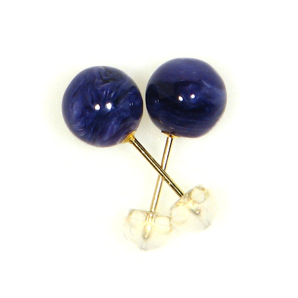 最高級 AAA チャロアイト 8mm K18 ピアス【10月 誕生石】ヒーリング 浄化 解毒 ギフト 天然石 パワーストーン レディース メンズ ジュエリー アクセサリー|神戸宝光堂