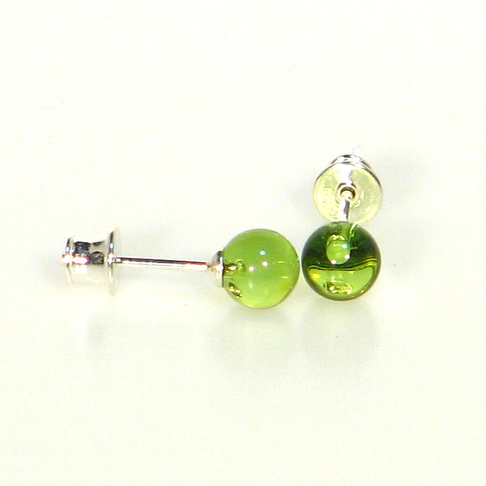 直径6mm グリーンアンバー SV (シルバー) ピアス【6mm】【6月 誕生石】琥珀 天然石 パワーストーン レディース メンズ ジュエリー アクセサリー