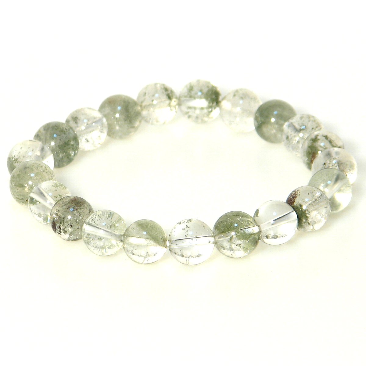 グリーンファントム (苔入り水晶) 10mm ブレスレット【15cm 16.5cm 18cm 20cm】【4月 誕生石】宇宙 大地 神秘的 クォーツ 数珠 念珠 天然石 パワーストーン レディース メンズ アクセサリー
