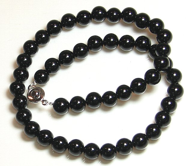 高級AA ブラックトルマリン 8mm チョーカーネックレス【38/40/42/45cm】【10月 誕生石】【留め金具ニューホック使用、便利！】電気石 歓喜 希望 友情 ヒーリング 天然石 数珠 アクセサリー ジュエリー パワーストーン メンズ レディース