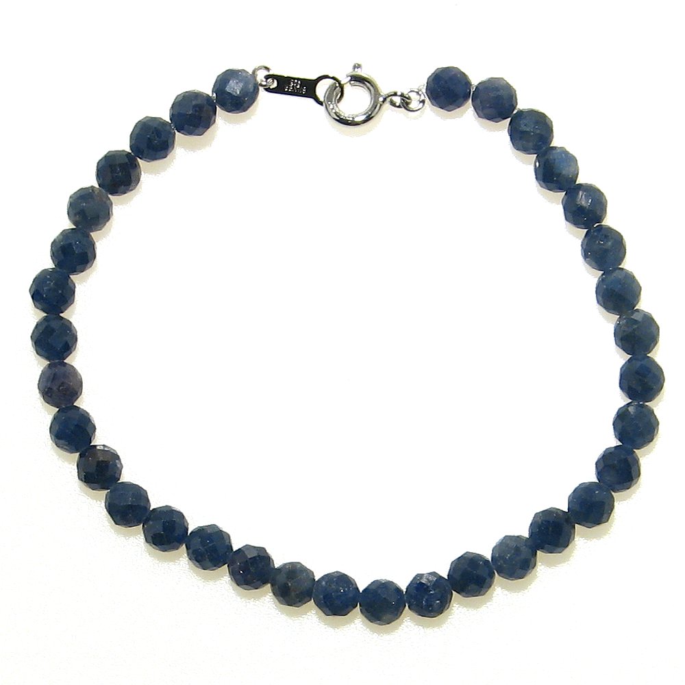 AA サファイア 5.5mm 32面カット SV(シルバー) ブレスレット【留め金具SV925引き輪タイプ】 【15cm 16.5cm 18cm 20cm】【9月 誕生石】 慈愛 誠実 忠実 真実 天然石 パワーストーン レディース メンズ ジュエリー アクセサリー