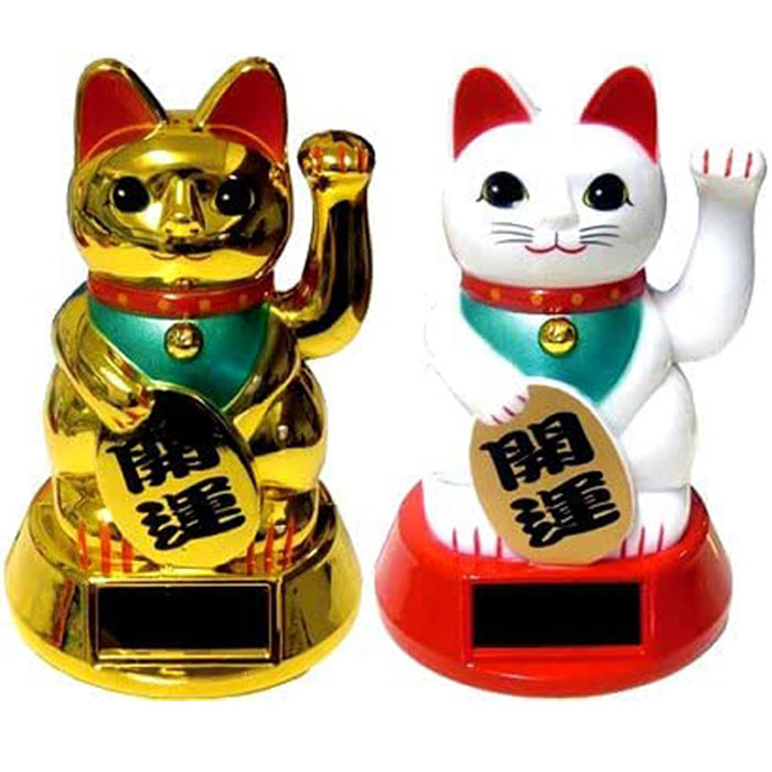 楽天市場】ソーラー招き猫 可愛い 幸運 福 福を呼ぶ 人気 黄金 手招き