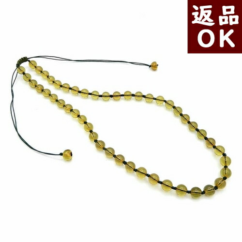琥珀 ネックレス カリビアングリーンアンバー 緑色 ライムグリーン カリブ産 51cm-78cm 長さ調節可能 マチネー オペラ オールノット結び 一点物 琥珀屋 No 56 天然石 パワーストーン