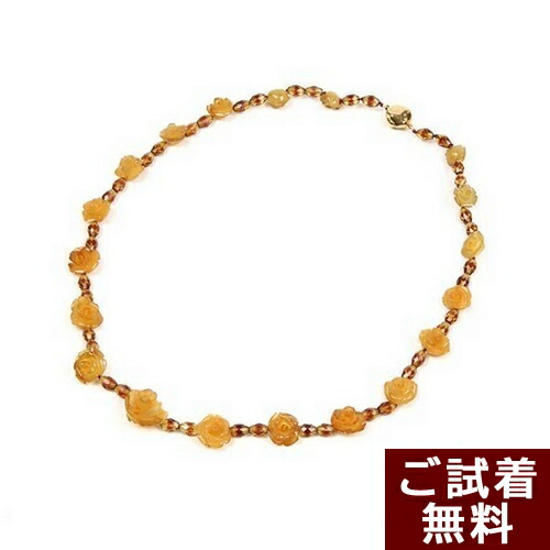＼最大30％OFFクーポン／琥珀 ネックレス イエローアンバー 薔薇 バラ お花 ファセットカット 面カット 51cm バルト産 琥珀屋 送料無料 ハンドメイド 手作り パワーストーン 天然石 No 1722｜琥珀屋 職人が創る琥珀ジュエリー