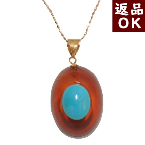 ＼最大30％OFFクーポン／ターコイズ トルコ石 琥珀 ペンダントトップ ネックレス チェリーレッドアンバー 赤 チェーン別売り 人魚の涙 バルト産 送料無料 琥珀屋 ハンドメイド 手作り パワーストーン 天然石 No 295｜琥珀屋 職人が創る琥珀ジュエリー