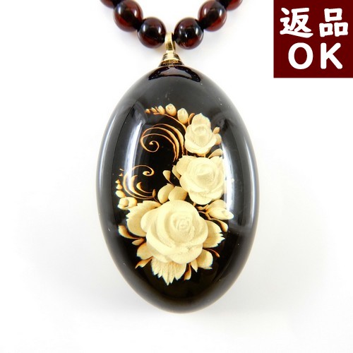\最大30%OFFクーポン/琥珀 ネックレス ペンダントトップ チェリーレッドアンバー 赤 インタリオ 47-53cm 薔薇 バラ お花 3.6mm バルト産 琥珀屋 送料無料 ハンドメイド 手作り パワーストーン 天然石 カメオ No 2296|琥珀屋 職人が創る琥珀ジュエリー