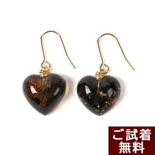 琥珀 イヤリングへの交換可能 フックピアス グリーンアンバー ハート バルト産 送料無料 琥珀屋 ハンドメイド 手作り パワーストーン 天然石 アースカラー No 2331｜琥珀屋 職人が創る琥珀ジュエリー