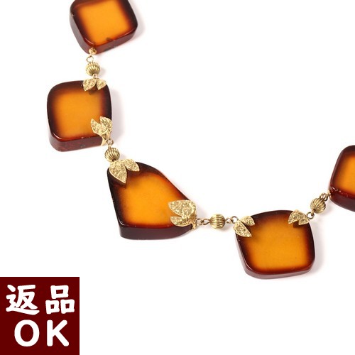 ＼最大25％OFFクーポン／琥珀 ネックレス メキシコ産チェリーレッドアンバー 赤 54cm K18 逸品 琥珀屋 送料無料 ハンドメイド 手作り パワーストーン 天然石 未処理石 No 2351