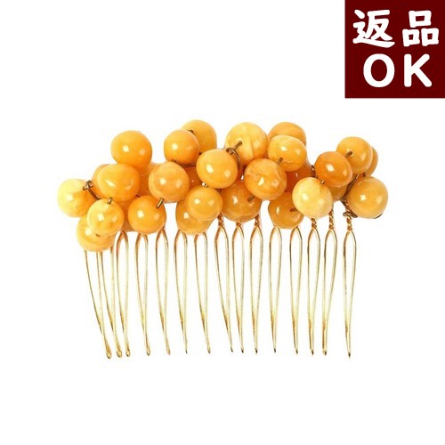 ＼最大25％OFFクーポン／琥珀 櫛 コーム ロイヤルアンバー 乳白琥珀 丸玉 8.5mm 着物 和装 和服 バルト産 琥珀屋 送料無料 ハンドメイド 手作り パワーストーン 天然石 No 2441