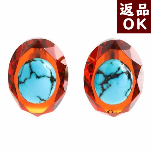＼最大25％OFFクーポン／琥珀 イヤリング 琥珀 ピアス チェリーレッドアンバー 赤 ターコイズ ピアス トルコ石 人魚の涙 楕円 オーバル 面カット No 2709 バルト産 一点物 送料無料 琥珀屋 手作り パワーストーン 天然石 スクリューバック