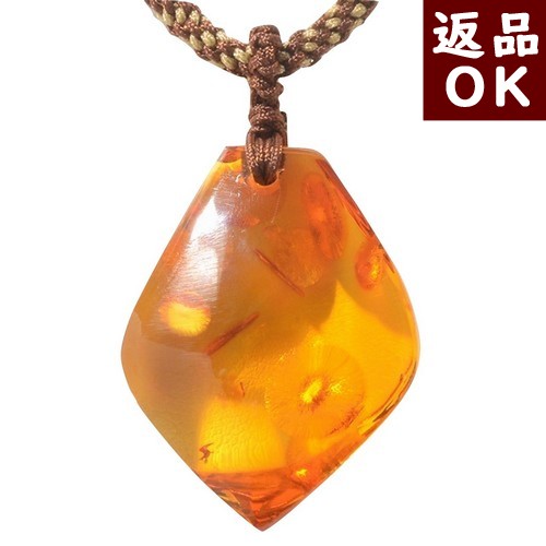 ＼最大25％OFFクーポン／琥珀 ペンダント ネックレス イエローアンバー 組紐 茶色 オリーブ バルト産 送料無料 琥珀屋 ハンドメイド 手作り パワーストーン 天然石 No 365