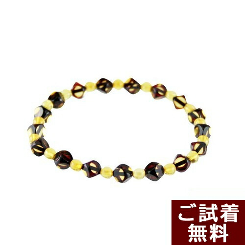 ＼最大25％OFFクーポン／琥珀 ブレスレット ２色 5mm 丸玉 正方形 チェリーレッド、イエローアンバー バルト産 一点物 送料無料 琥珀屋 ハンドメイド 手作り パワーストーン 天然石 No 472