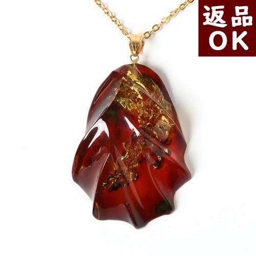 ＼最大25％OFFクーポン／琥珀 ペンダントトップ ネックレス グリーンアンバー 木の葉 植物 秋 チェーン別売り バルト産 琥珀屋 送料無料 ハンドメイド 手作り パワーストーン 天然石 アースカラー No 681