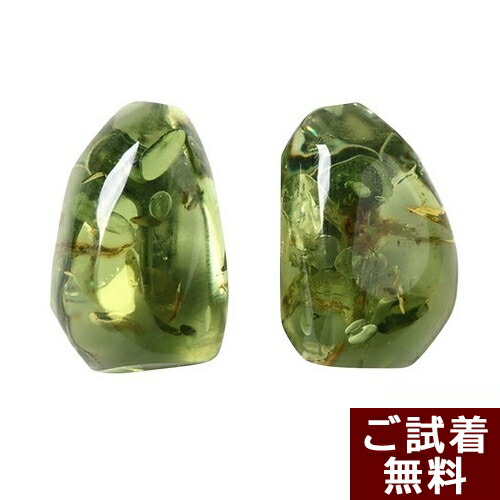 ＼最大25％OFFクーポン／琥珀 イヤリング 琥珀 ピアス カリビアングリーンアンバー カリブ産 琥珀屋 送料無料 ハンドメイド 手作り パワーストーン 天然石 No 790