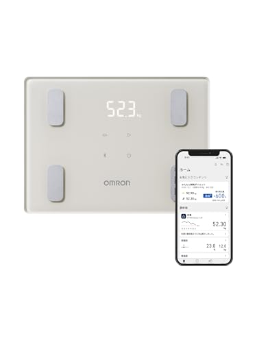 オムロン 体重 体組成計 カラダスキャン モカベージュ KRD-403T-BG スマホ連動 データ自動転送 自動認識 乗るだけで測定開始 A4サイズのコンパクト設計 体脂肪率 BMI 骨格筋率|kokolohasstyle