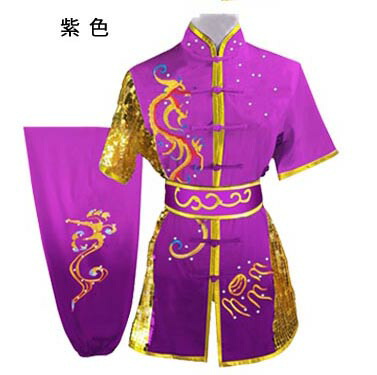 【1着限定在庫あり！Sサイズのみ！すぐに発送致します！！】紫色刺繍龍長拳服【送料無料】