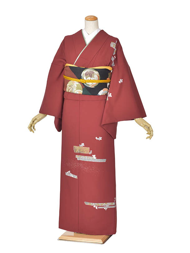 【レンタル】訪問着 レンタル レンタル着物 母 母着物 フルセット 着物 フルセットレンタル 七五三 お宮まり お正月 貸衣装 着物レンタル 附下 赤 結婚式 入学式 卒業式 ?卒園式 式典着物 ママ着物 お茶会 着物セット 往復送料無料 新品足袋プレゼント 150cm~160cm 華やか