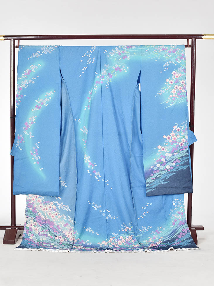 【中古】リサイクル USED 貸衣装処分 振袖 未仕立て 正絹振袖 和生地 辻が花 送料無料